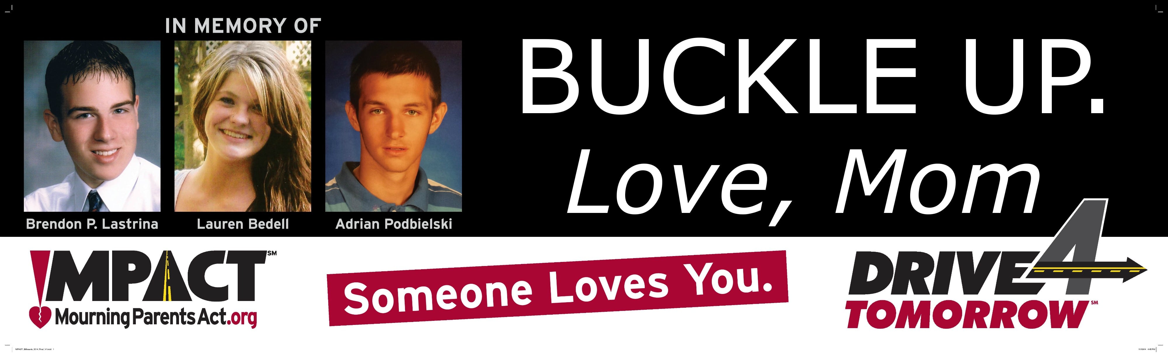 Buckle Up. Love Mom Advertisement Flyer